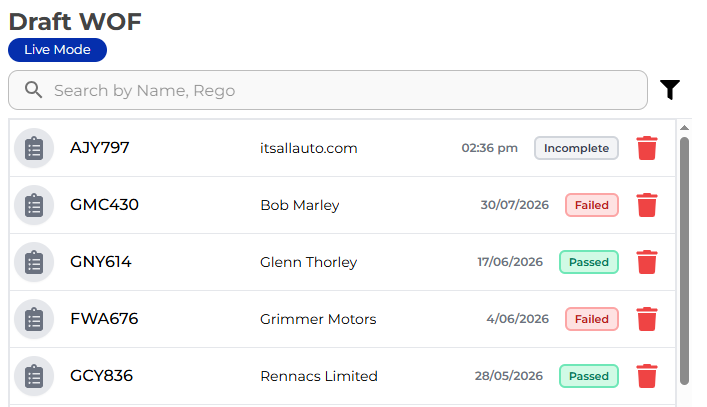 Draft eWOF Status